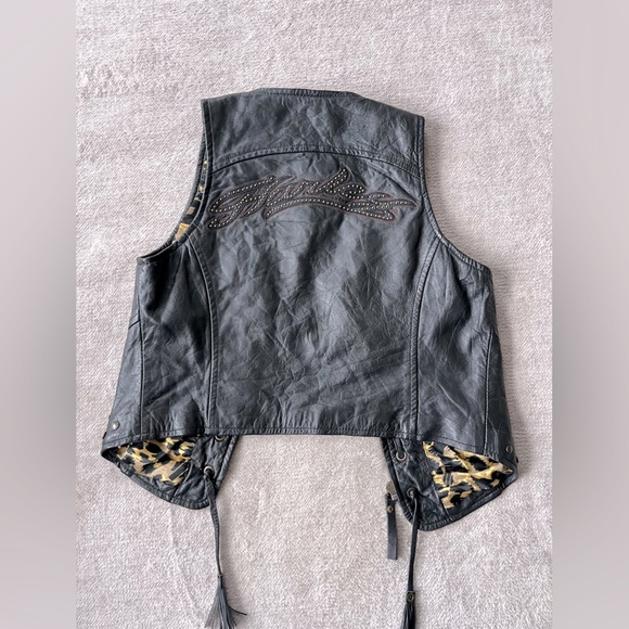 Harley Davidson LuxeVintage Leather Vest Women’s Size Small Bikercore Y2K Grunge - Picture 3 of 6